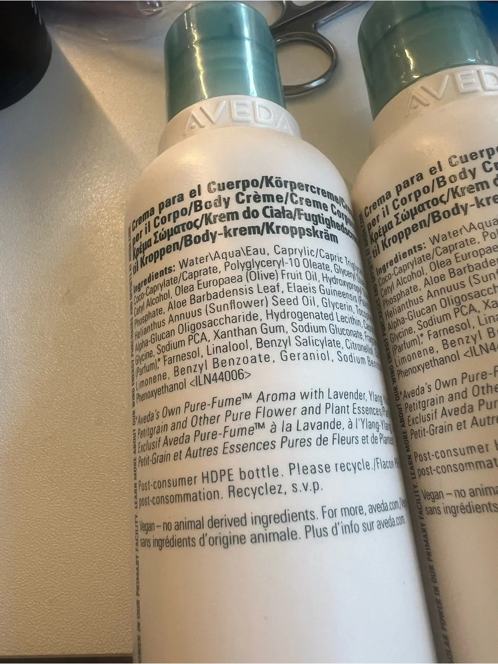 AVEDA White Bottle with Teal Cap Body Lotion